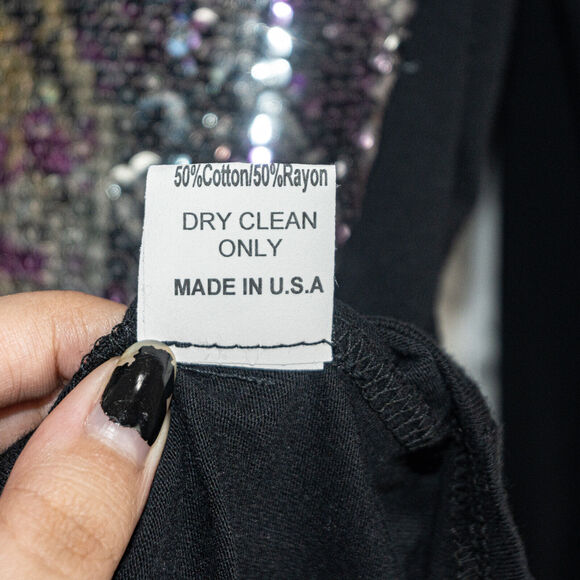 DAVID CLINE Sequin front Button up Blouse Black size Medium - Picture 8 of 8